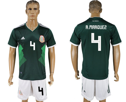 Mexico 4 R. MAROUES Home 2018 FIFA World Cup Soccer Jersey