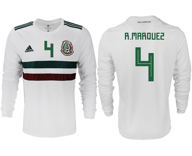 Mexico 4 R.MAROUEZ Away 2018 FIFA World Cup Long Sleeve Thailand Soccer Jersey