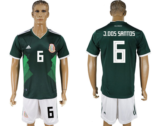 Mexico 6 J. DOS SANTOS Home 2018 FIFA World Cup Soccer Jersey