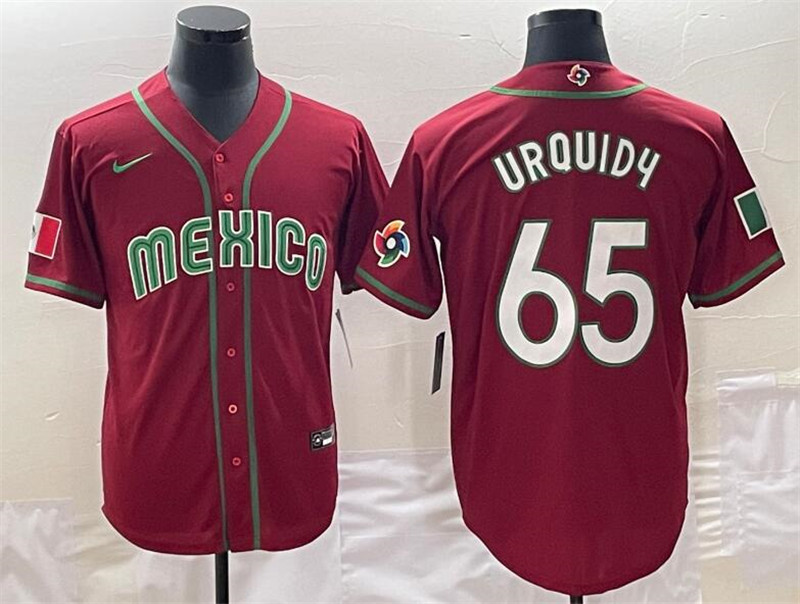 Mexico 65 Jose Urquidy Red Nike 2023 World Baseball Classic Jerseys