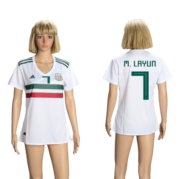 Mexico 7 M. LAYUN Away Women 2018 FIFA World Cup Soccer Jersey