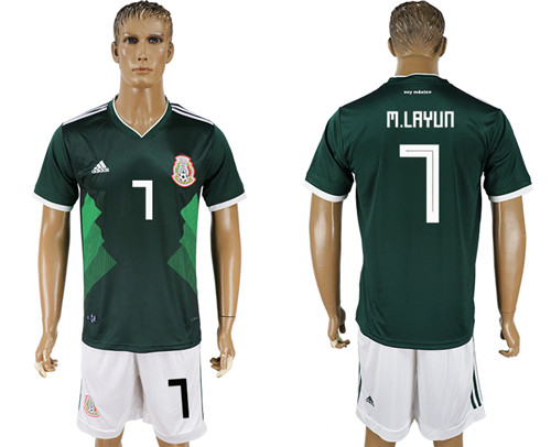 Mexico 7 M. LAYUN Home 2018 FIFA World Cup Soccer Jersey