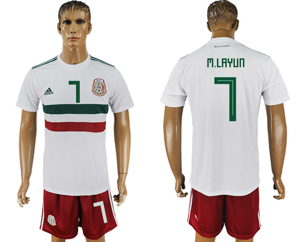 Mexico 7 M.LAYUN Away 2018 FIFA World Cup Soccer Jersey