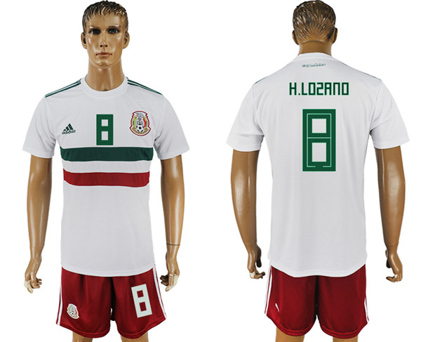 Mexico 8 H.LOZANO Away 2018 FIFA World Cup Soccer Jersey