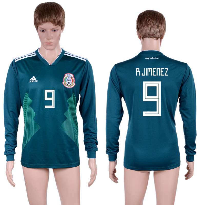 Mexico 9 R JIMENEZ Home 2018 FIFA World Cup Long Sleeve Thailand Soccer Jersey