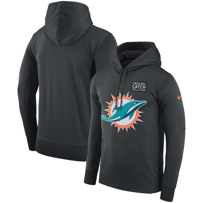 Miami Dolphins Anthracite  Crucial Catch Performance Hoodie