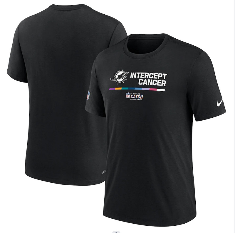 Miami Dolphins Nike 2022 NFL Crucial Catch Performance T Shirt Black