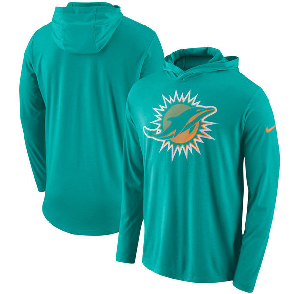 Miami Dolphins  Blend Performance Hooded Long Sleeve T Shirt Aqua