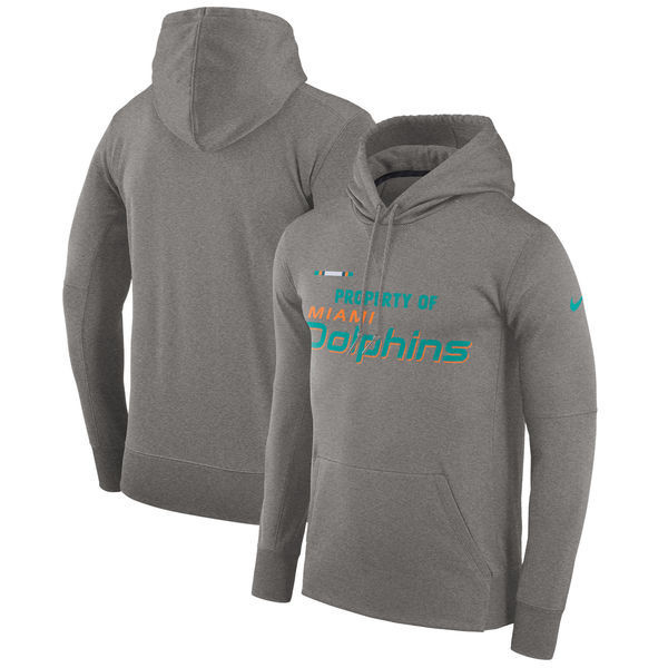 Miami Dolphins  Property Of Performance Pullover Hoodie Heathered Gray