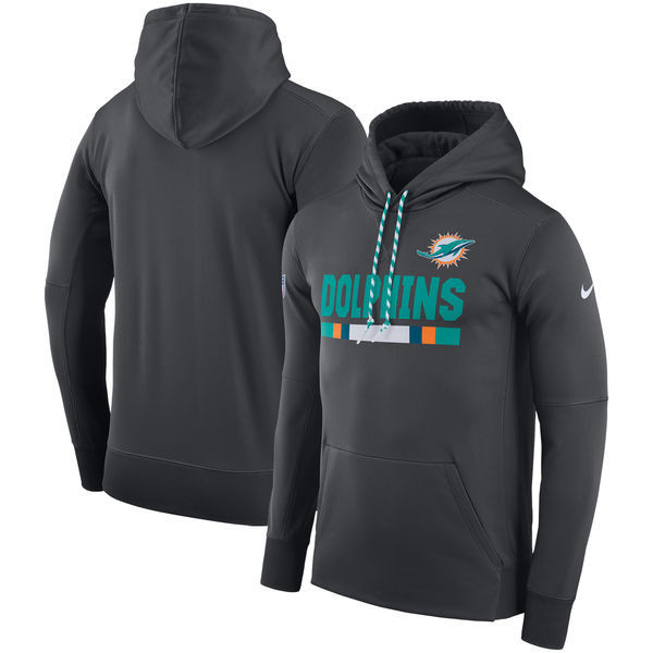 Miami Dolphins  Team Name Performance Pullover Hoodie Charcoal