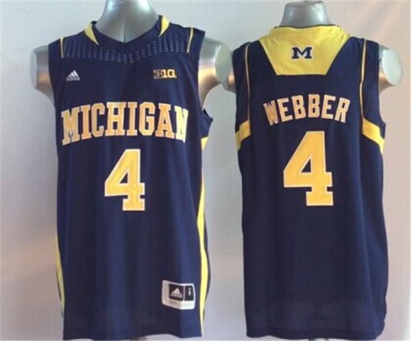 Michigan Wolverines 4 Chris Webber Navy College Basketball Jersey