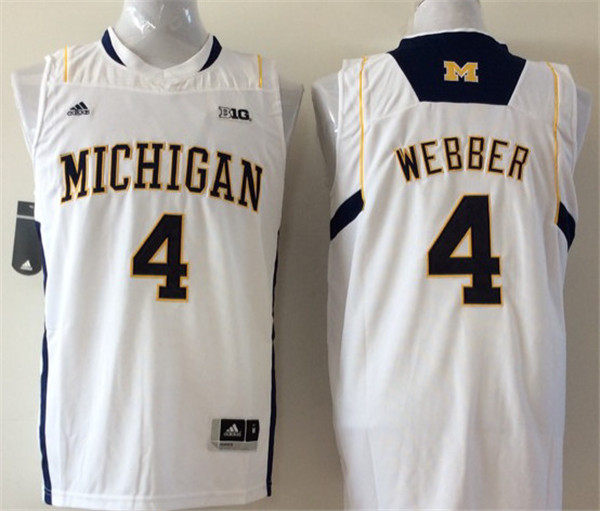 Michigan Wolverines 4 Chris Webber White College Basketball Jersey