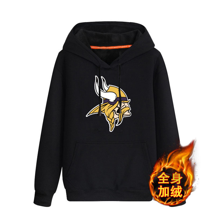 Minnesota Vikings Black Men's Winter Thicken NFL Pullover Hoodie