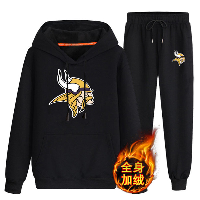 Minnesota Vikings Black Plus Velvet Pullover Hoodie & Pant