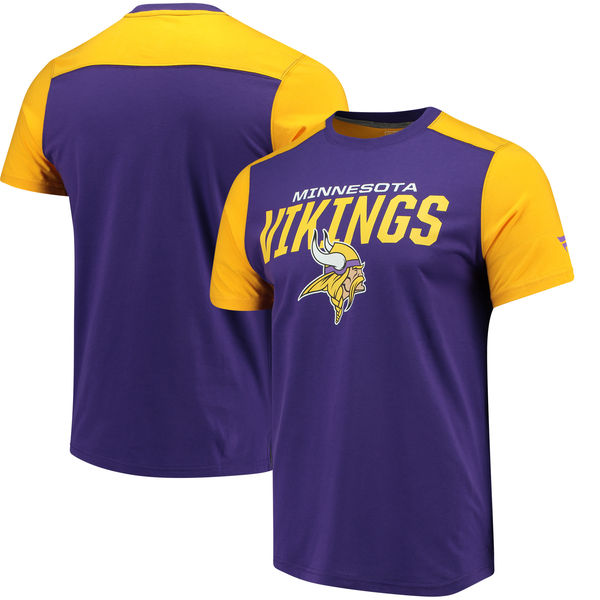 Minnesota Vikings NFL Pro Line by Fanatics Branded Iconic Color Blocked T Shirt Purple Gold
