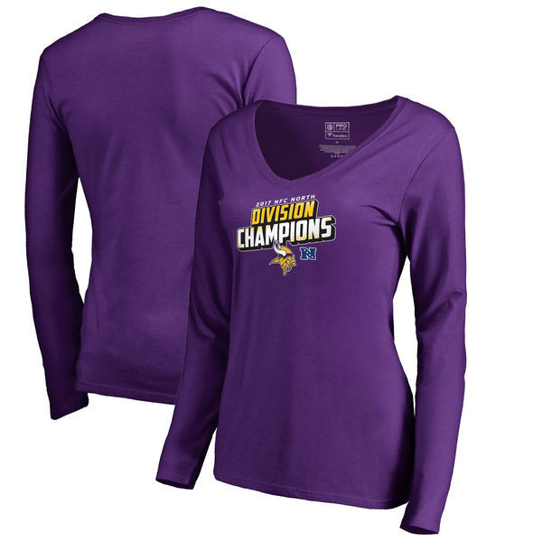 Minnesota Vikings NFL Pro Line by Fanatics Branded Women's 2017 NFC North Division Champions Long Sleeve T Shirt Purple