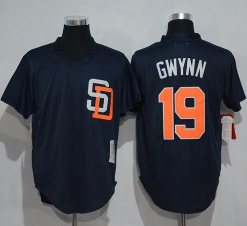 Mitchell And Ness 1996 Padres 19 Tony Gwynn Navy Blue Throwback Stitched MLB Jersey
