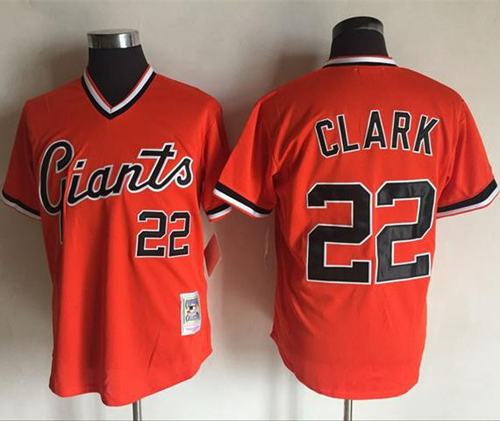 Mitchell And Ness Giants 22 Will Clark Orange Throwback Stitched MLB jerseys