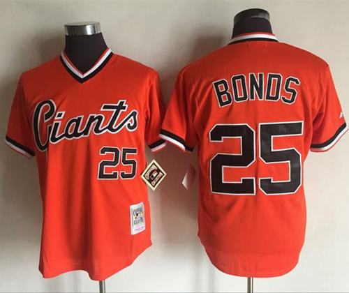 Mitchell And Ness Giants 25 Barry Bonds Orange Throwback Stitched MLB jerseys
