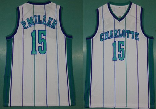 Mitchell And Ness Hornets 15 Percy Miller White Throwback Stitched NBA Jersey