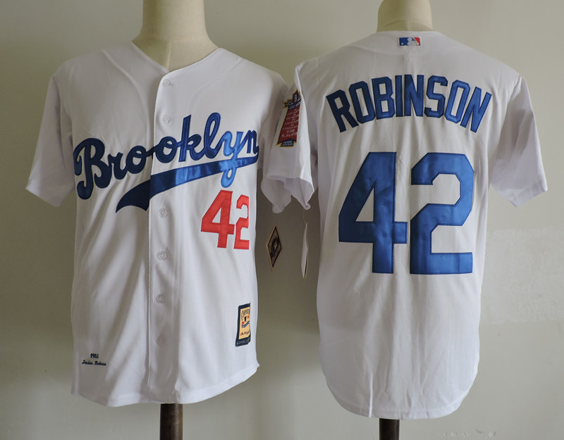 Mitchell And Ness Los Angeles Dodgers 42 Jackie Robinson White Throwback Stitched MLB Jersey