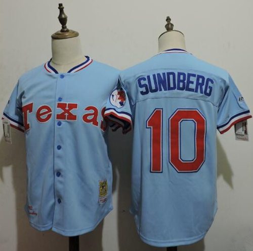 Mitchell And Ness Rangers 10 Jim Sundberg Light Blue Throwback Stitched MLB Jersey