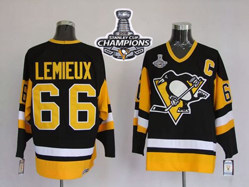 Mitchell Ness Penguins 66 Mario Lemieux Black 2016 Stanley Cup Champions Stitched NHL Jersey