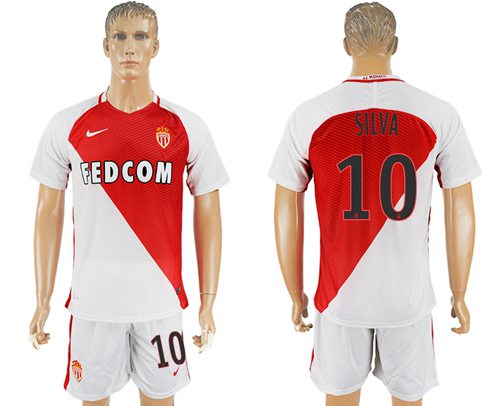 Monaco 10 Silva Home Soccer Club Jersey