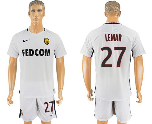 Monaco 27 Lemar Away Soccer Club Jersey