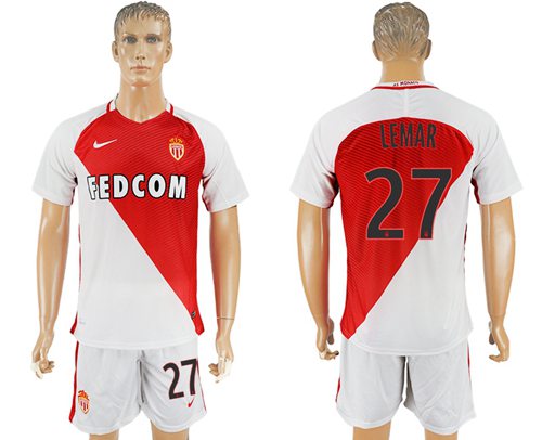 Monaco 27 Lemar Home Soccer Club Jersey