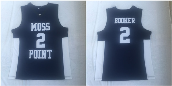 Moss Point 2 Devin Booker Navy High School Basketball Jersey