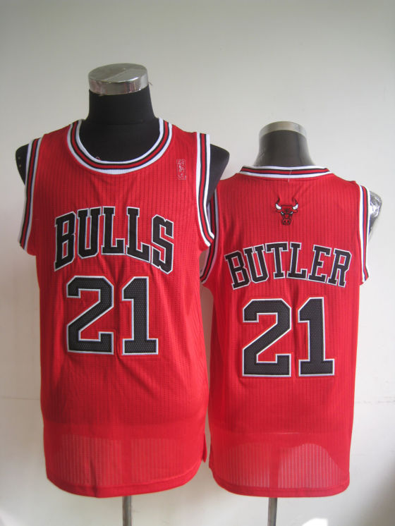 NBA Chicago Bulls 21 Jimmy Butler Authentic Red Jersey