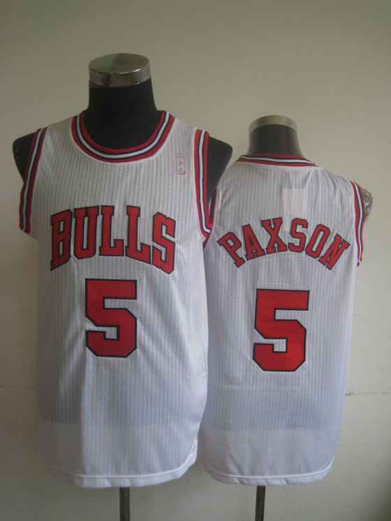 NBA Chicago Bulls 5 John Paxson Authentic White Jersey