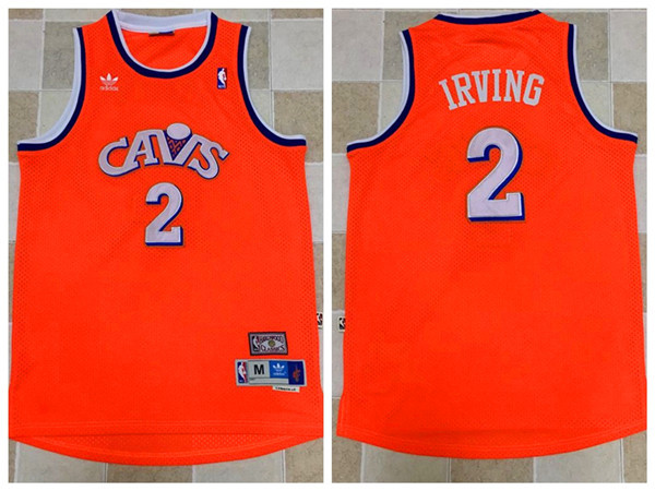NBA Cleveland Cavaliers 2 Kyrie Irving Orange Cavs Throwback Authentic Jersey