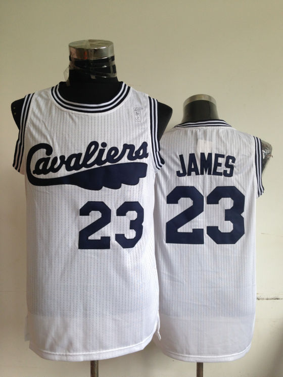 NBA Cleveland Cavaliers 23 Lebron James Authentic Throwback Retro White Jersey