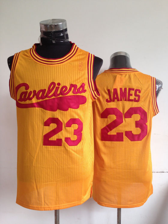 NBA Cleveland Cavaliers 23 Lebron James Authentic Throwback Retro Yellow Jersey