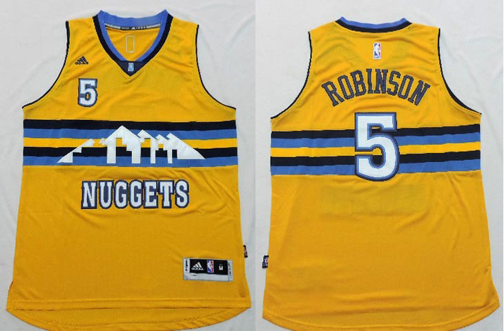 NBA Denver Nuggets 5 David Robinson Swingman Throwback Yellow Jersey