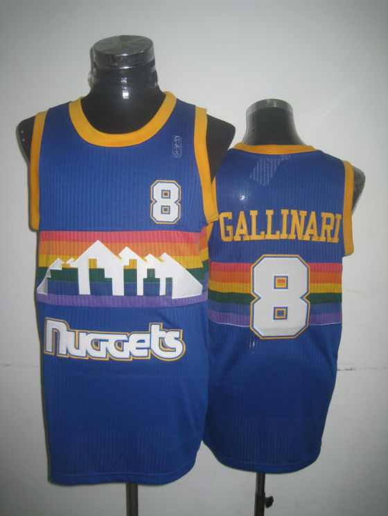 NBA Denver Nuggets 8 Danilo Gallinari Authentic Throwback Blue Jersey