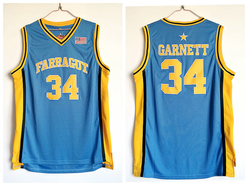 NBA Farragut 34 Kevin Garnett Blue High School Basketball Jerseys
