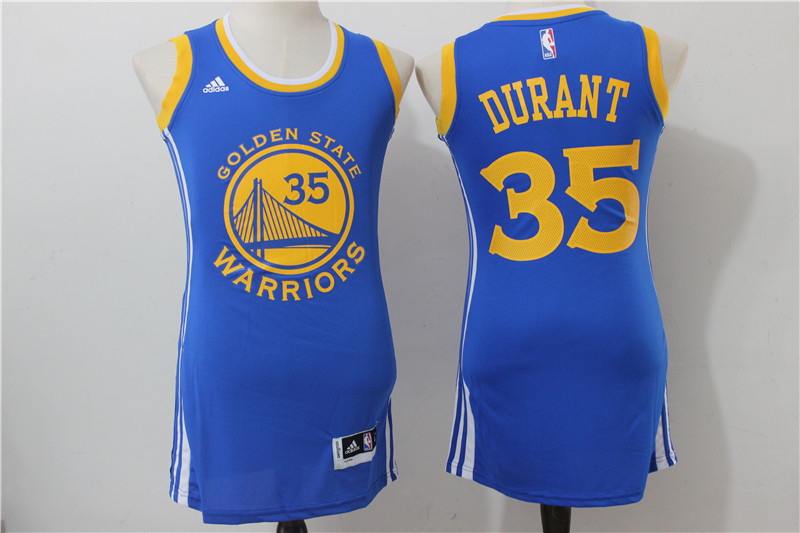 NBA Golden State Warriors 35 Kevin Durant Blue Women Dress Jersey