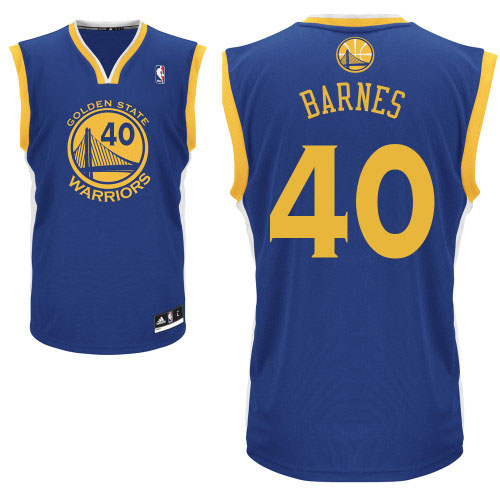 NBA Golden State Warriors 40 Harrison Barnes Authentic Road Blue Jersey