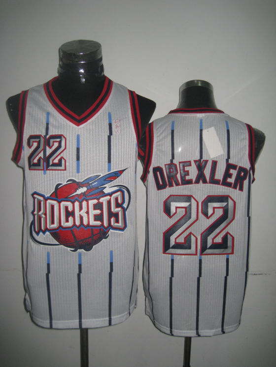 NBA Houston Rockets 22 Clyde Drexler Hardwood Classic Fashion White Jersey