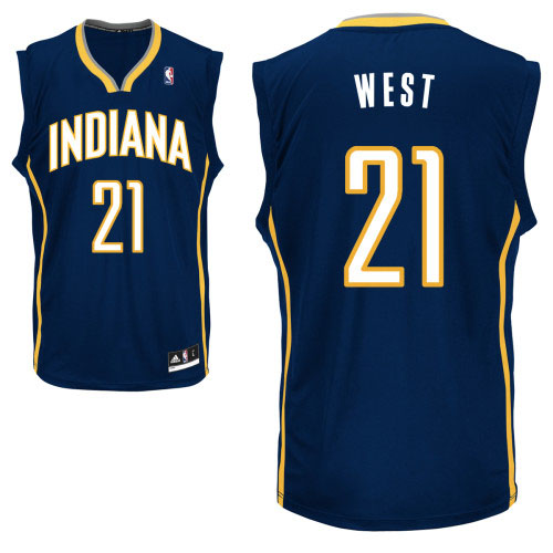 NBA Indiana Pacers 21 David West Authentic Road Blue Jersey