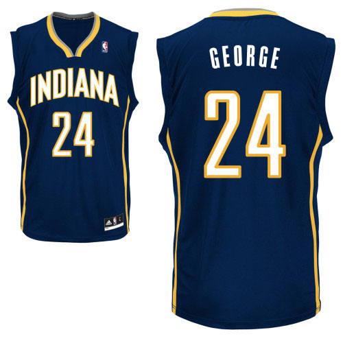 NBA Indiana Pacers 24 Paul George Authentic Road Blue Jersey