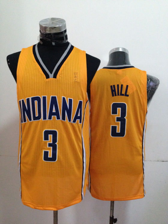 NBA Indiana Pacers 3 George Hill Authentic Yellow Jersey