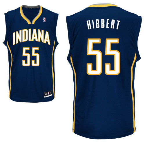 NBA Indiana Pacers 55 Roy Hibbert Authentic Road Blue Jersey