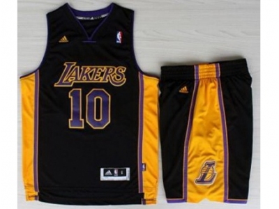 NBA Los Angeles Lakers #10 Steve Nash Black(Revolution 30 Swingman)Suits Purple Number 2013 New Style