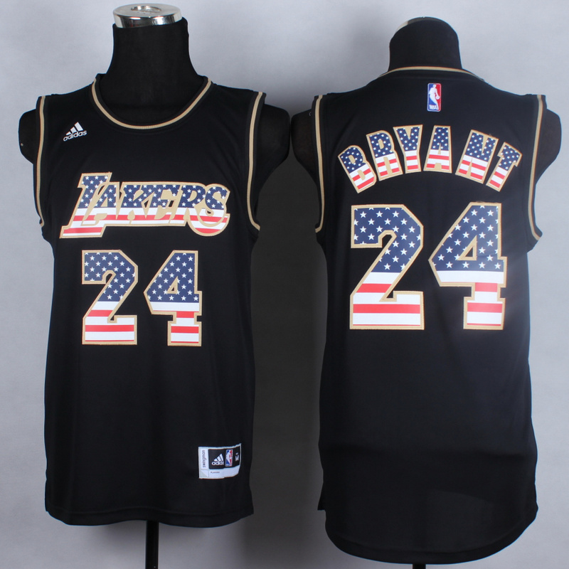 NBA Los Angeles Lakers 24 kobe bryant USA Flag Fashion Black Jerseys