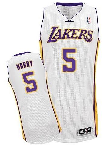 NBA Los Angeles Lakers 5 Robert Horry Authentic White Jersey