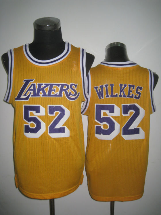 NBA Los Angeles Lakers 52 Jamaal Wilkes Throwback Yellow Jersey